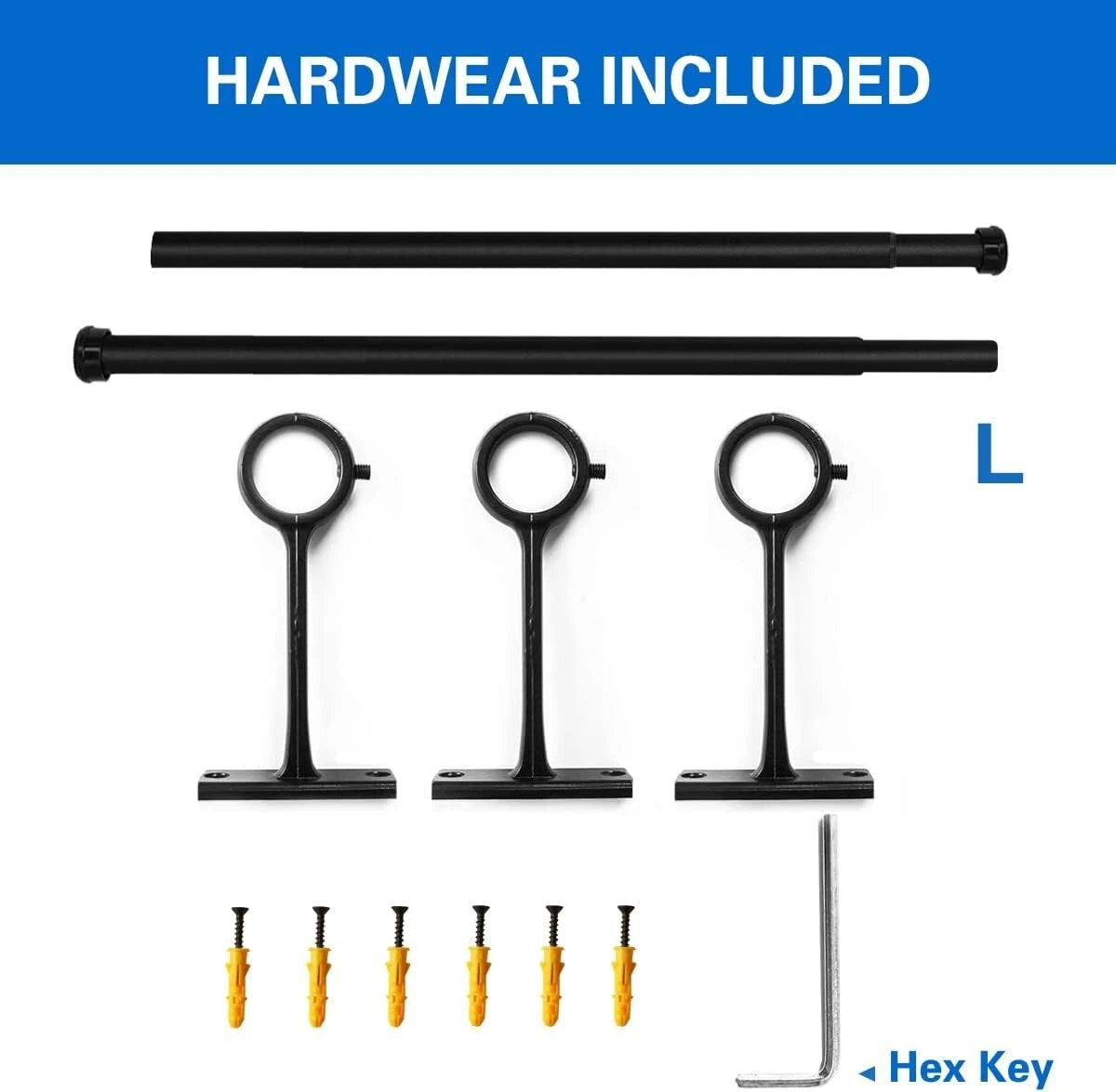 Curtain Rod 210-310cm Adjustable Window Shower Rail Round Cap Qlfyuu