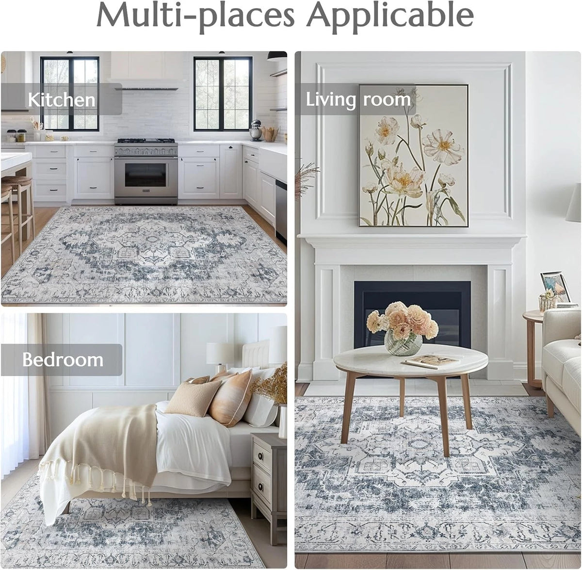 Large Area Rug 270x365cm Vintage Washable Non Slip Living Room Carpet TOPICK