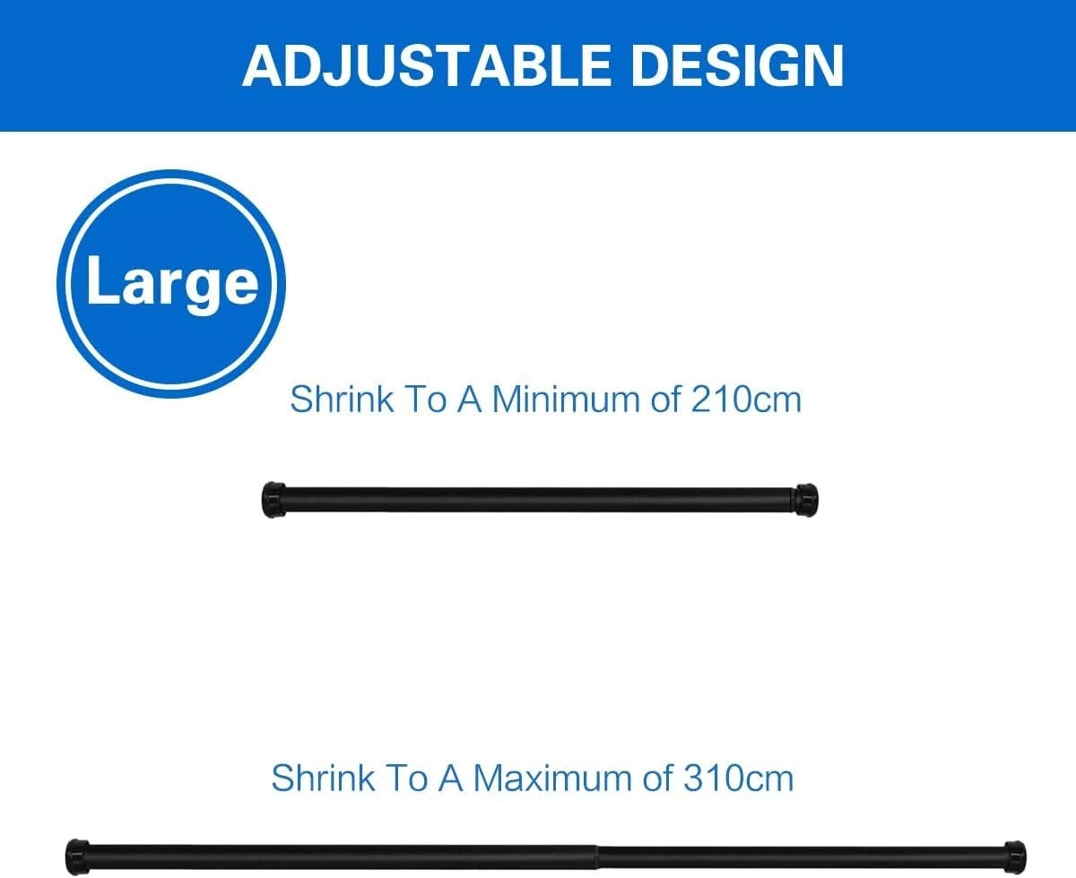 Curtain Rod 210-310cm Adjustable Window Shower Rail Round Cap Qlfyuu