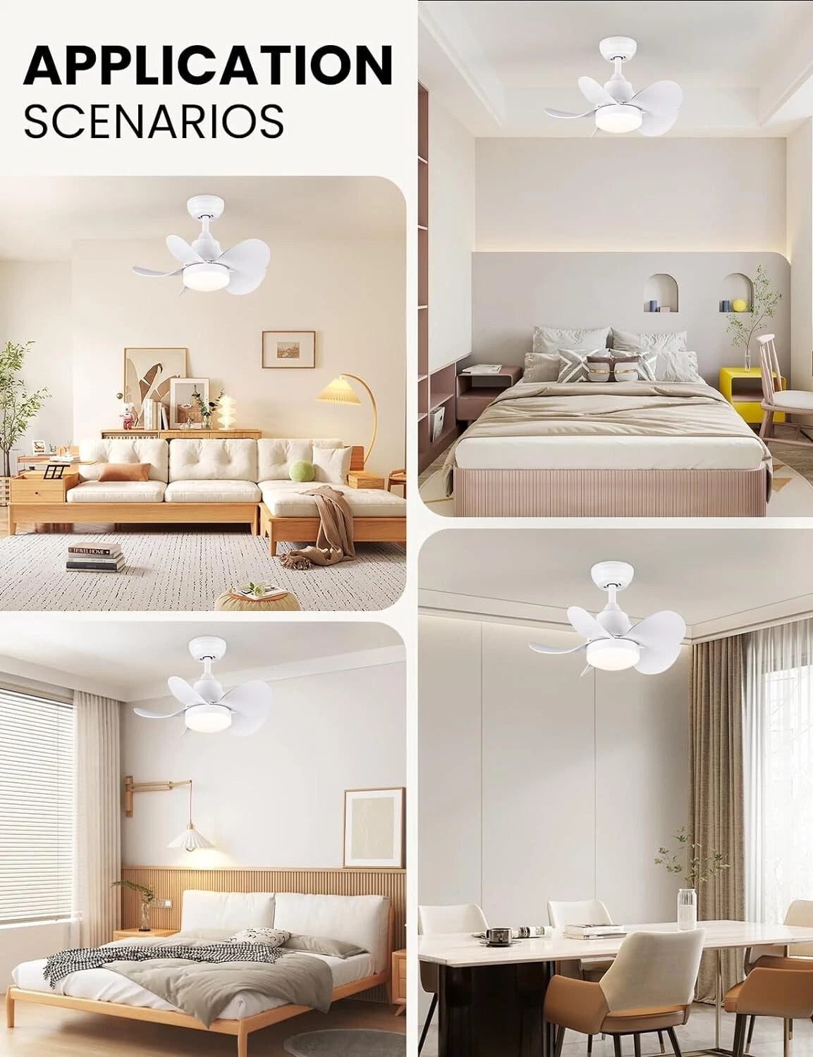 CJOY 22" Ceiling Fan with Light & Remote, Dimmable LED, Quiet Reversible Motor