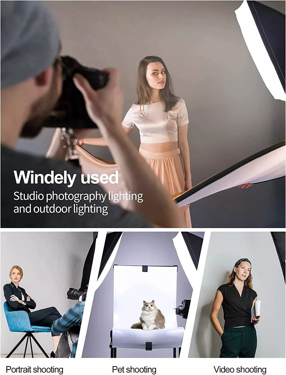 EMART Softbox Lighting Kit 60x60cm E27 Socket with Reflectors, Portable