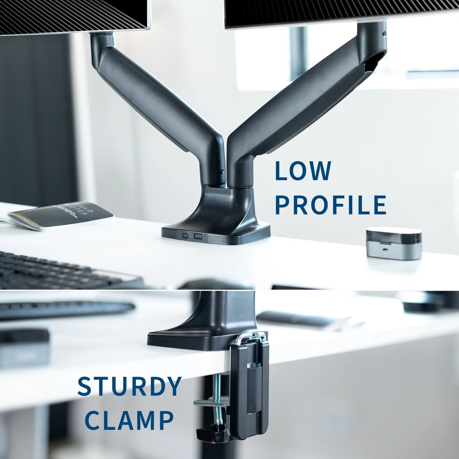 Dual Ultrawide Monitor Desk Mount 40 Inch Pneumatic Spring Arms Heavy Duty VIVO