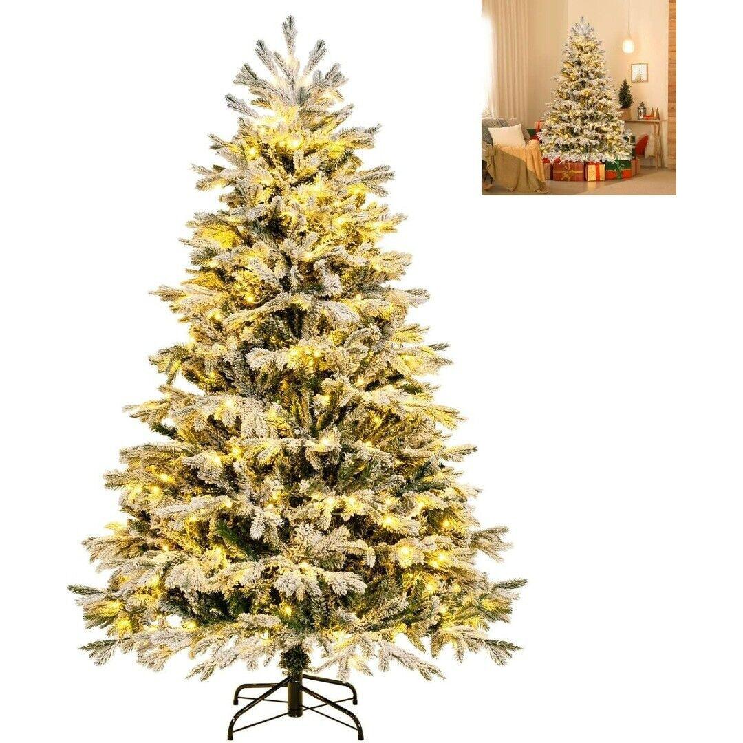 2.3m Brown Flocked Artificial Christmas Tree with Folding Metal Stand