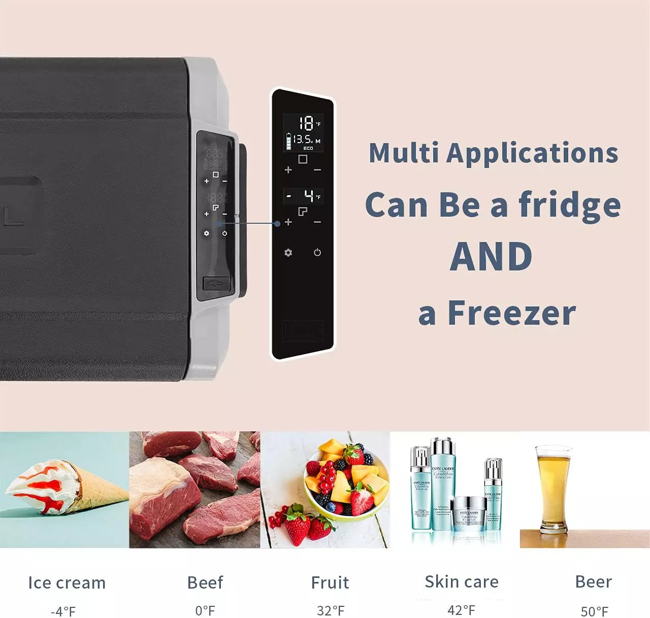 Alpicool T50 50L Car Fridge Freezer, Portable 12/24V Electric Cooler for Travel