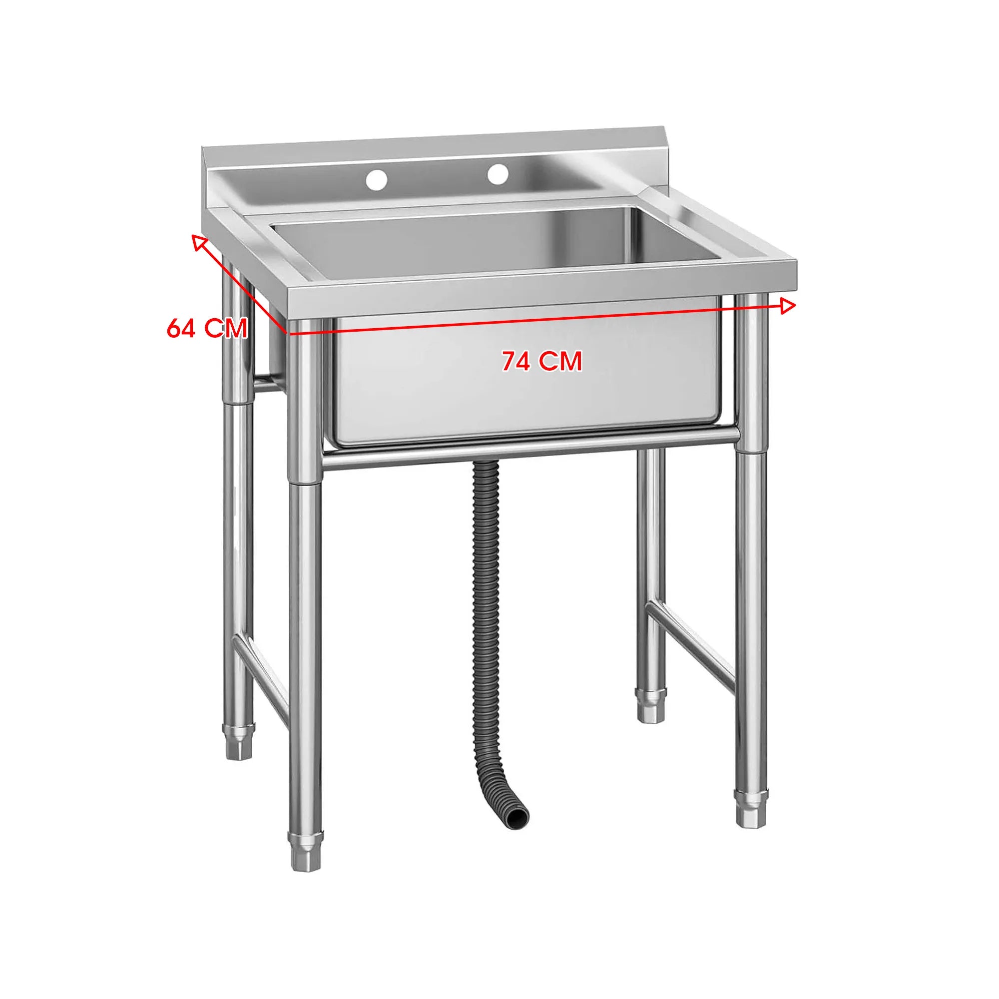 Commercial Kitchen Sink Stainless Steel Single Bowl Portable YITAHOME