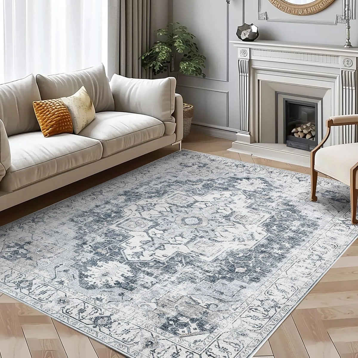 Large Area Rug 270x365cm Vintage Washable Non Slip Living Room Carpet TOPICK
