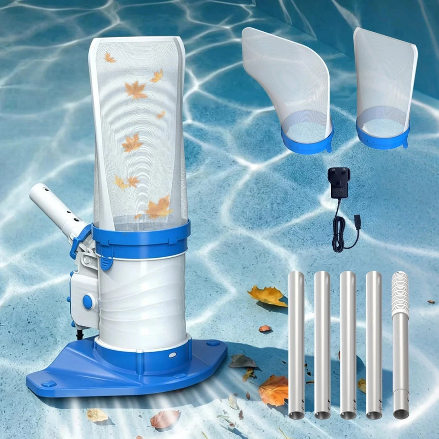 Cordless Pool Vacuum Cleaner Rechargeable Leaf Skimmer 5 Section Pole Swimming