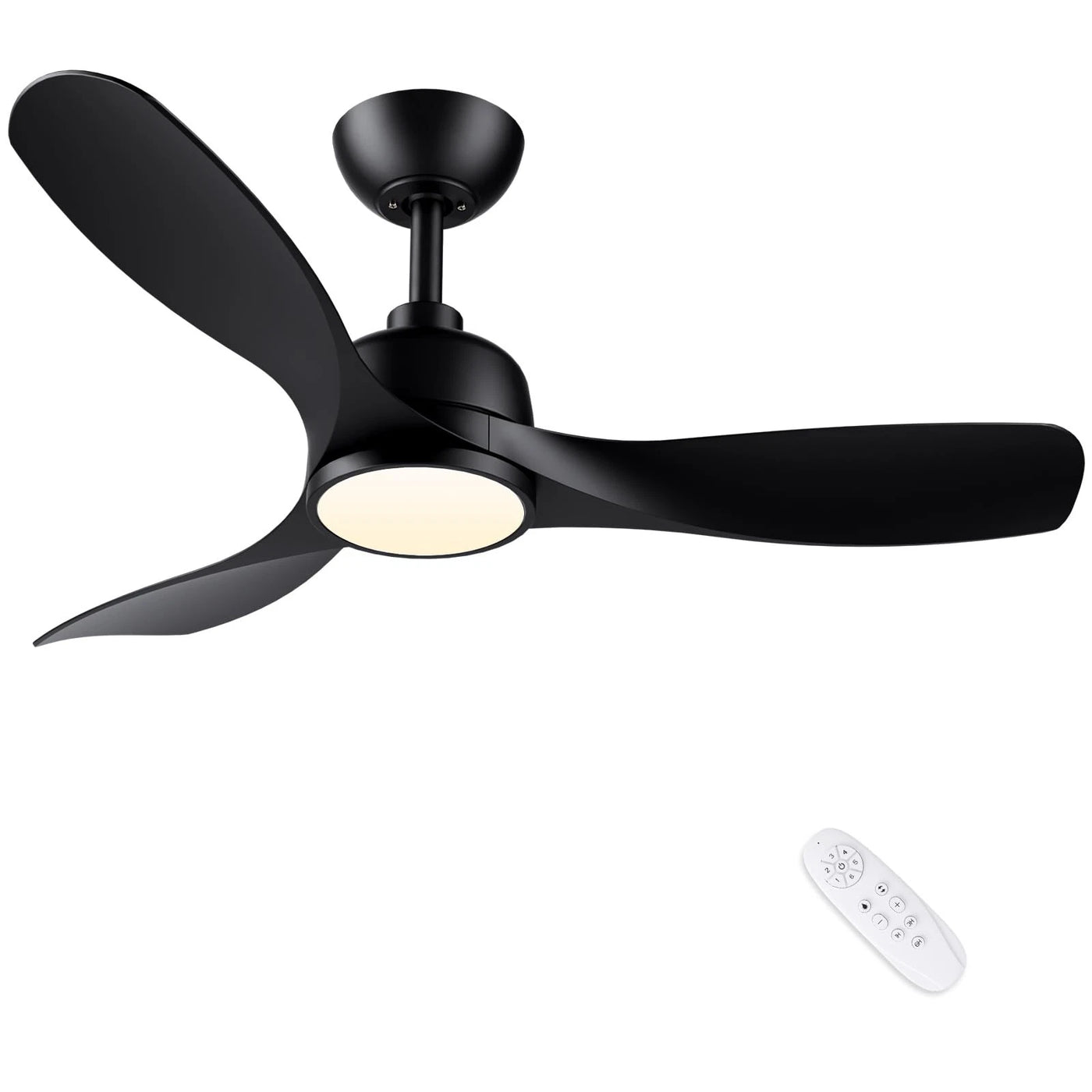 CJOY 42" Ceiling Fan with Light & Remote, 3 Blades, Quiet DC Motor, Black