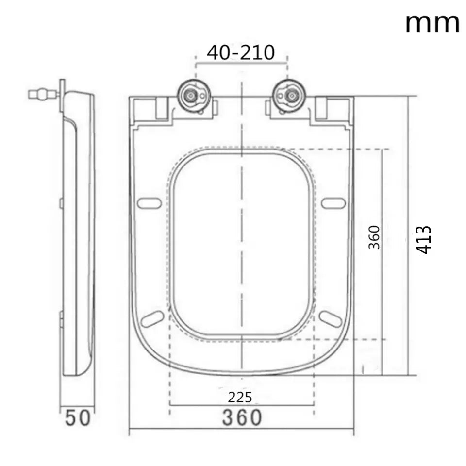 Anmas Power D-Shape Toilet Seat, Soft Close, Removable