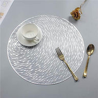 Silver Dining Round Placemats 4 pack Heat Resistant Non-slip - Massive Discounts