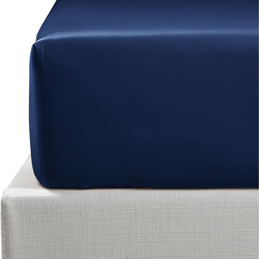 Single Fitted Sheet 100% Egyptian Cotton 90x190+30cm Breathable Navy - Massive Discounts