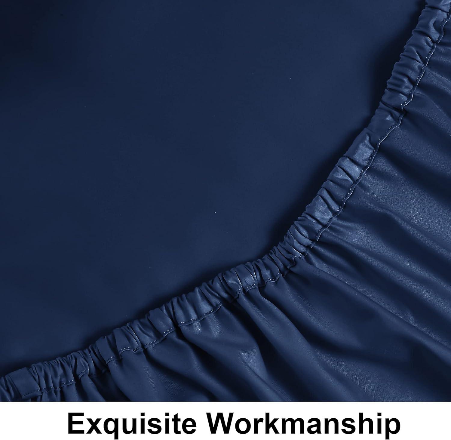 Single Fitted Sheet 100% Egyptian Cotton 90x190+30cm Breathable Navy - Massive Discounts