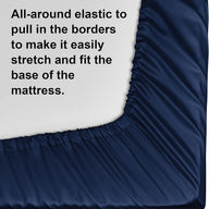 Single Fitted Sheet 100% Egyptian Cotton 90x190+30cm Breathable Navy - Massive Discounts