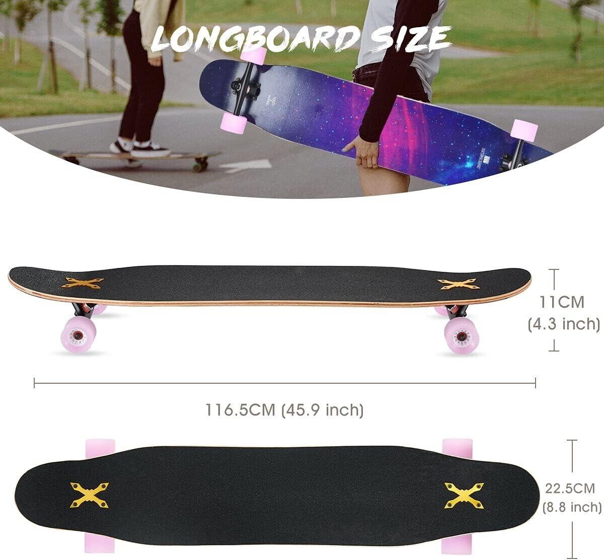 Skateboard 8 Layers Decks Maple Wood, Light -up Wheels , 46x8in - Massive Discounts