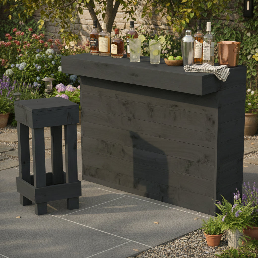L Shape Wooden Garden Bar Rustic Outdoor Corner Bar Storage Bars at Home
