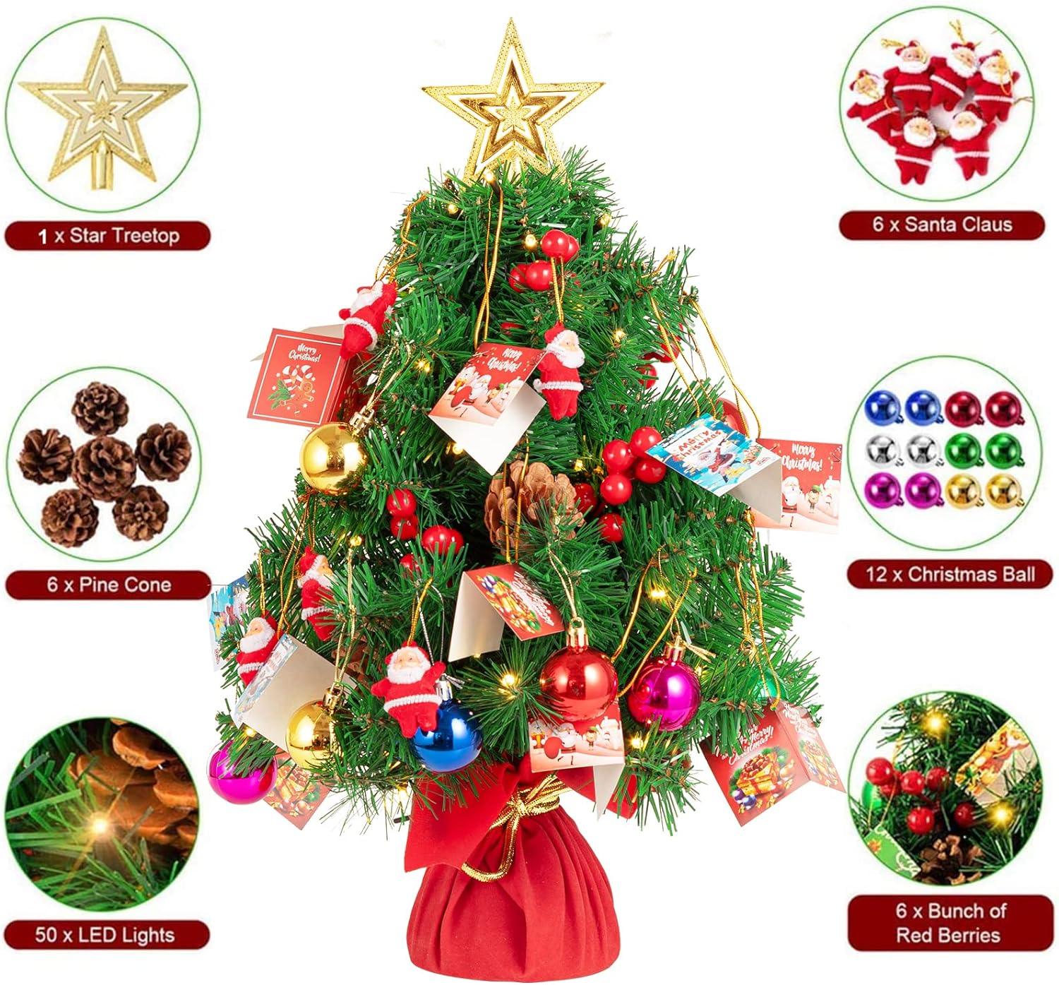 Small Christmas Tree with 50 LED Lights 20inch/50cm Xmas Decoration - Massive Discounts