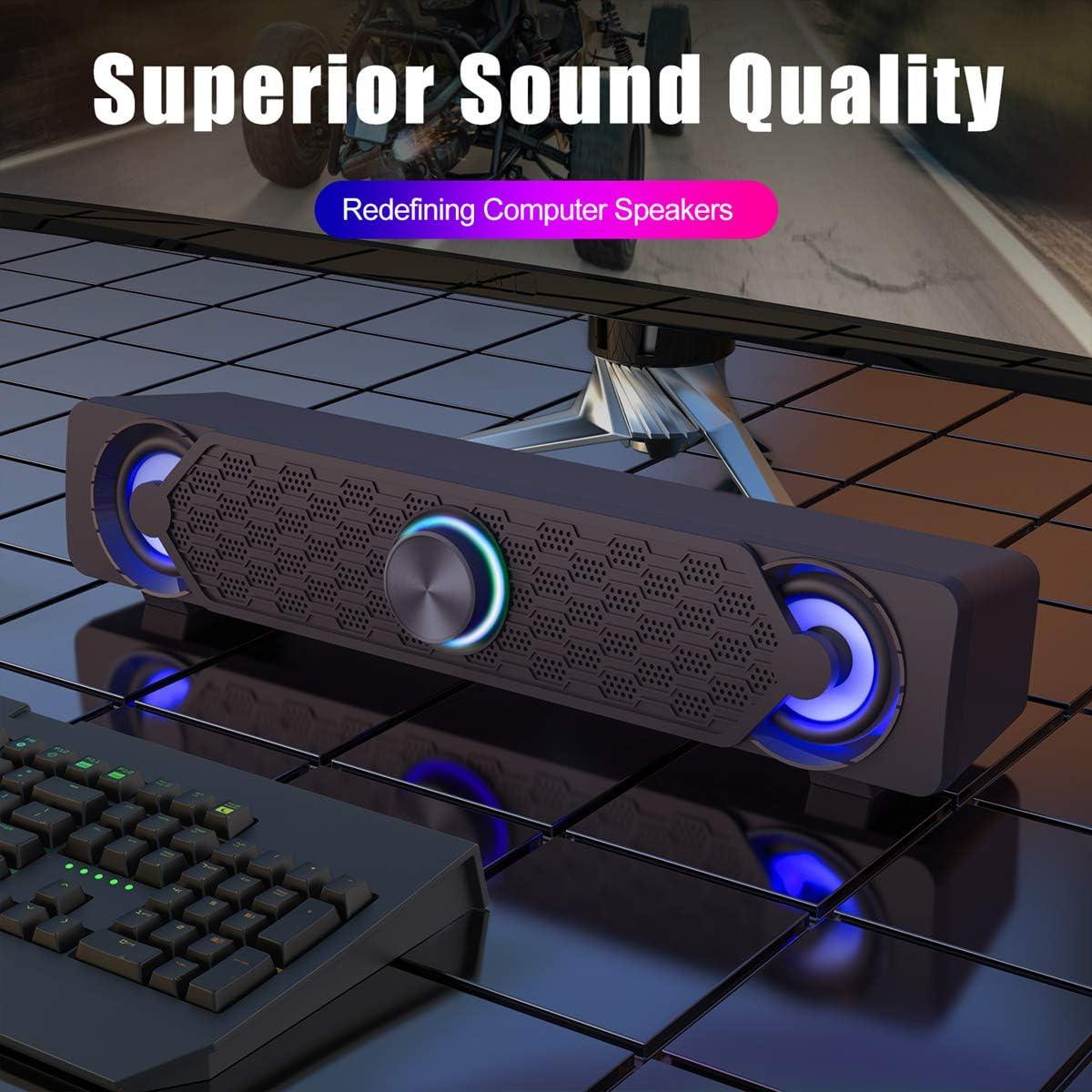 Smalody PC Speakers USB Soundbar with Cool LED Lights 10w - Massive Discounts