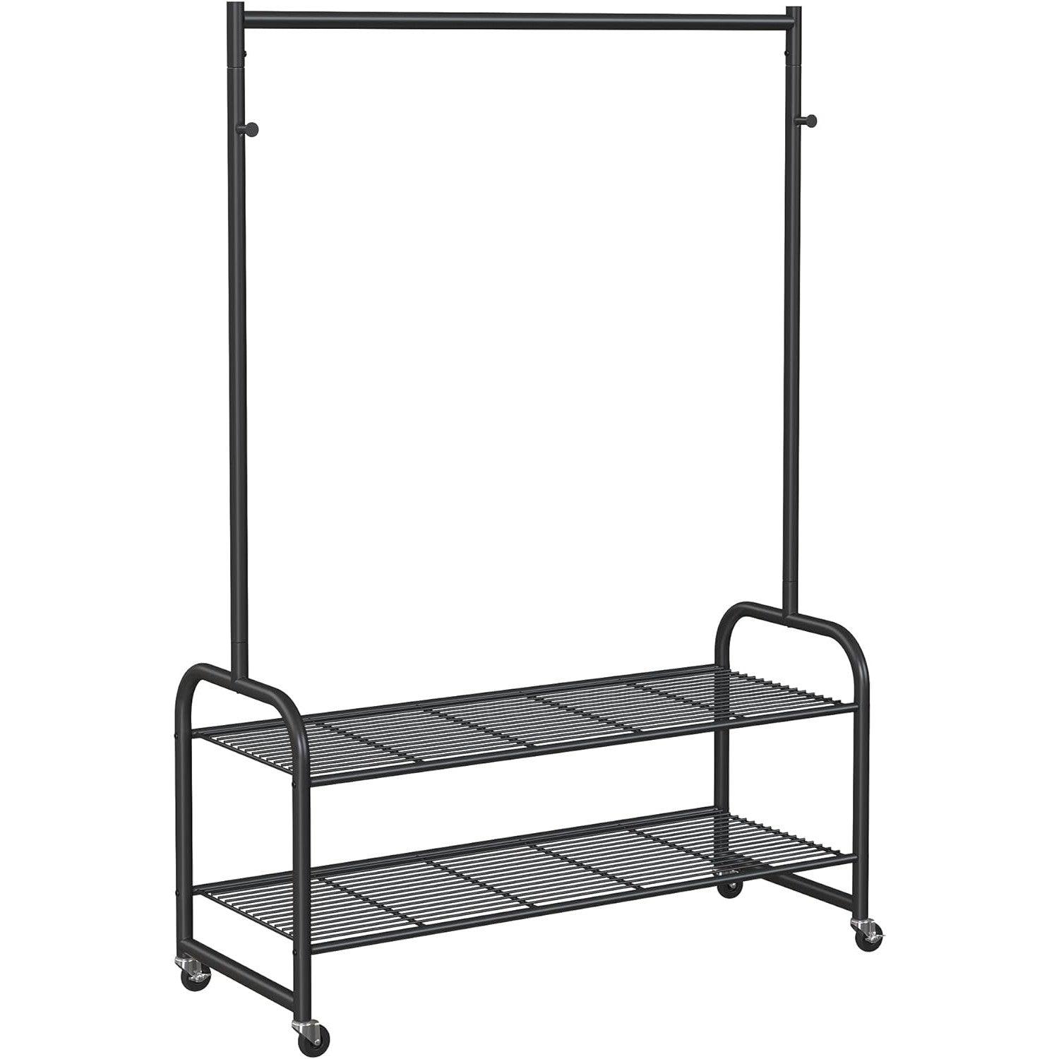 SONGMICS Clothes Rail, Coat Stand Rack Black with 2 Hooks - Massive Discounts