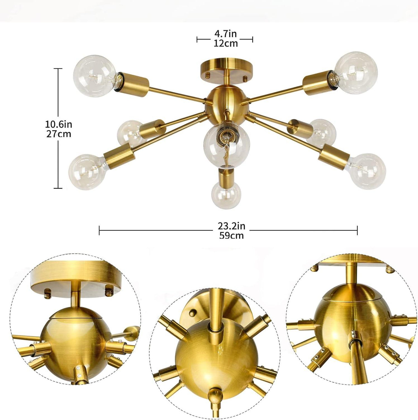 Sputnik Chandelier Modern Gold Metal Ceiling Lamp 8 Lights Vintage - Massive Discounts