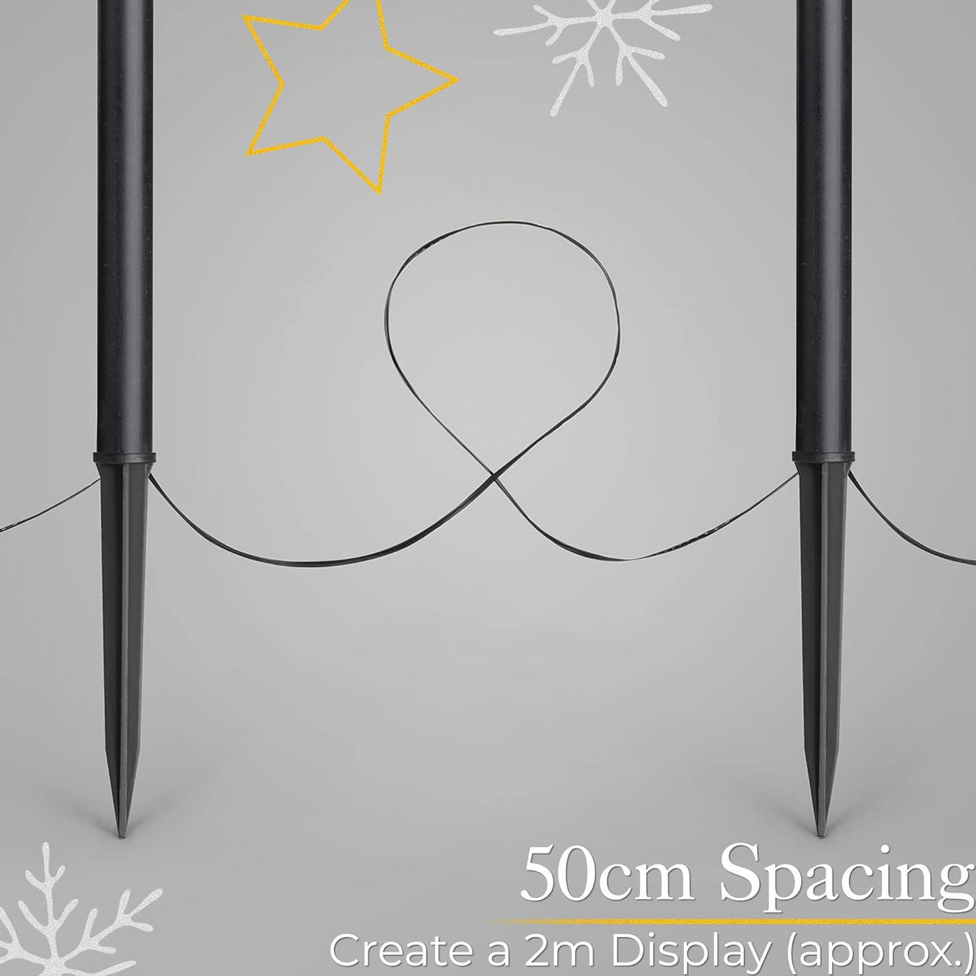 5x Star Branch Path Lights with Stake, Multi-Coloured LED, 45cm tall - Massive Discounts