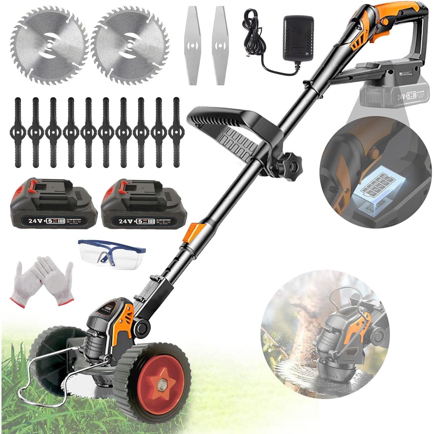 Strimmer Cordless with 2 Batteries 24V Telescopic Grass Trimmer - Massive Discounts