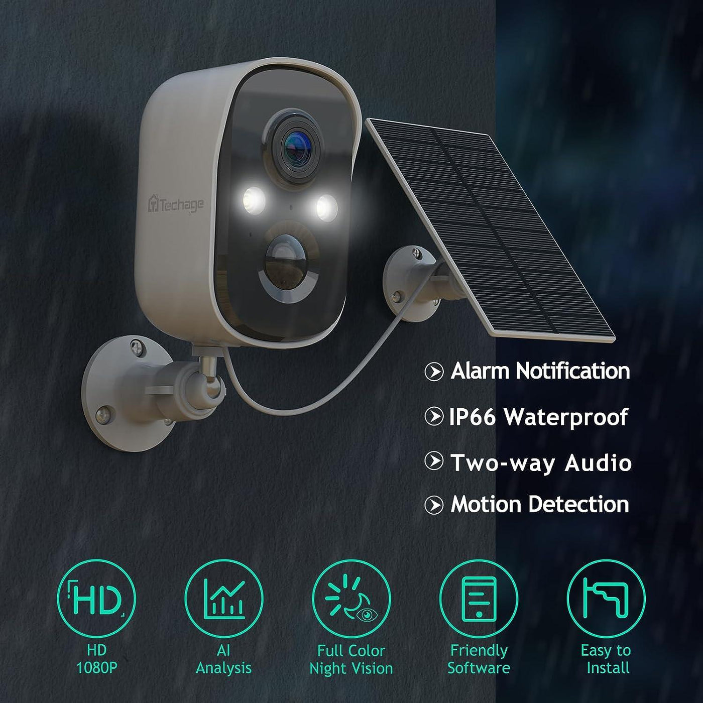 Techage Solar Security Cameras Wireless Outdoor, 1080p AI Detection - Massive Discounts