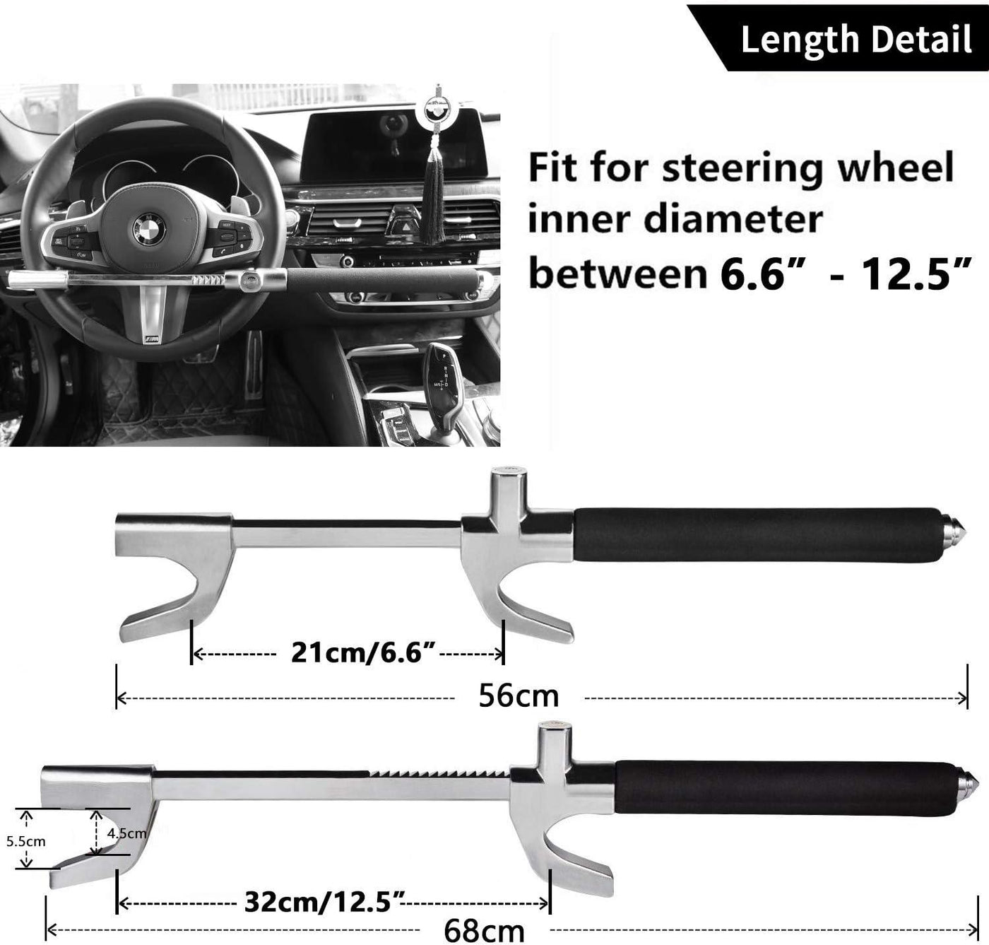 Tevlaphee Steering Wheel Lock For Cars Universal Fit, Anti-Theft Lock - Massive Discounts