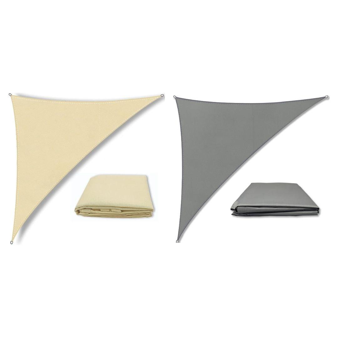 Triangle Sun Sail Shade Waterproof, Beige/Grey Right Angle Canopy - Massive Discounts