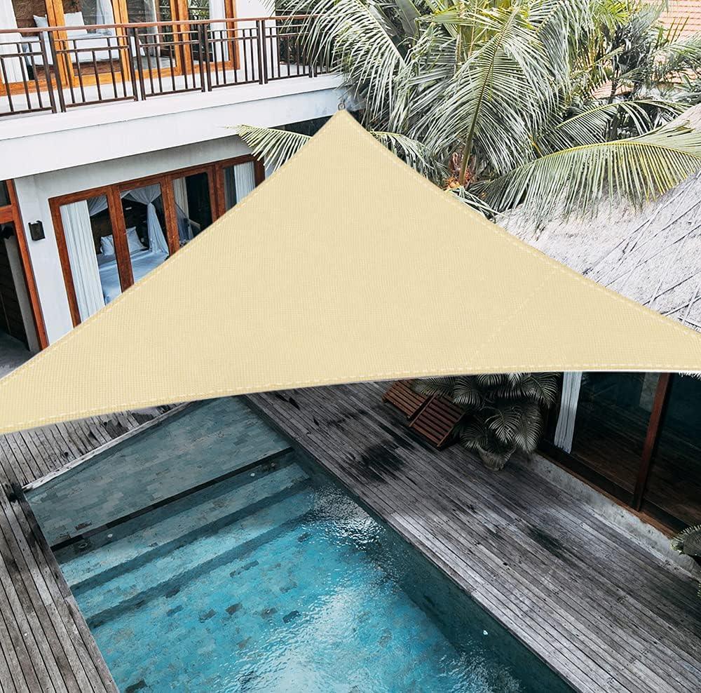 Triangle Sun Sail Shade Waterproof, Beige/Grey Right Angle Canopy - Massive Discounts