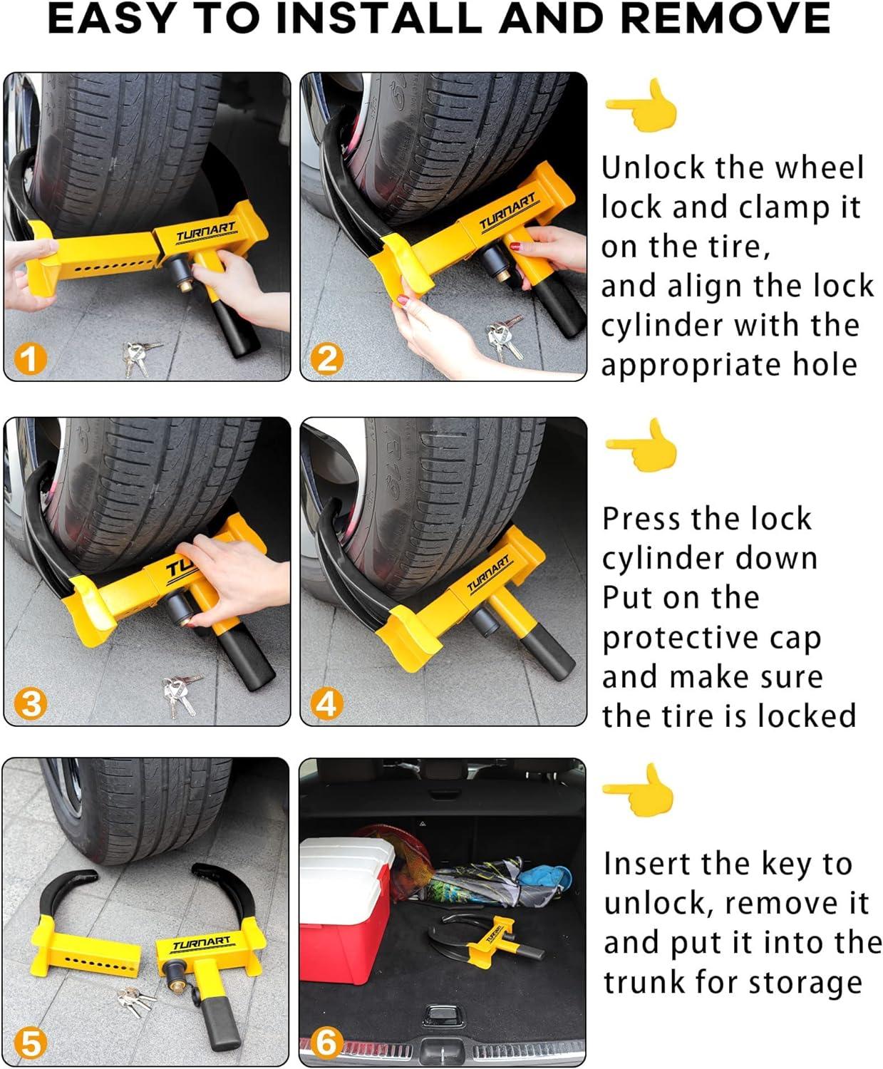 Turnart Wheel Clamp Lock Tyre Lock Cars Trailer Caravan Security Anti Theft - Massive Discounts