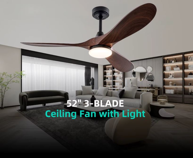 Ceiling Fan With Light 52 Inch LED Remote Dimmable ABS Blades 3000K-6500K