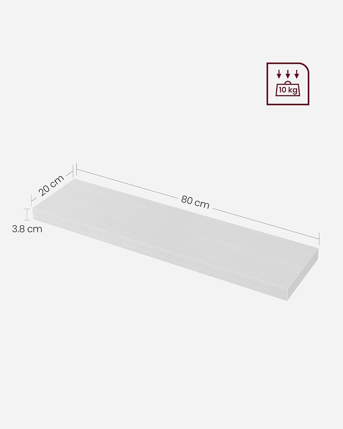 VASAGLE Wall Shelf Wall Mounted 20x80x3.8cm Display Decor Maple White - Massive Discounts