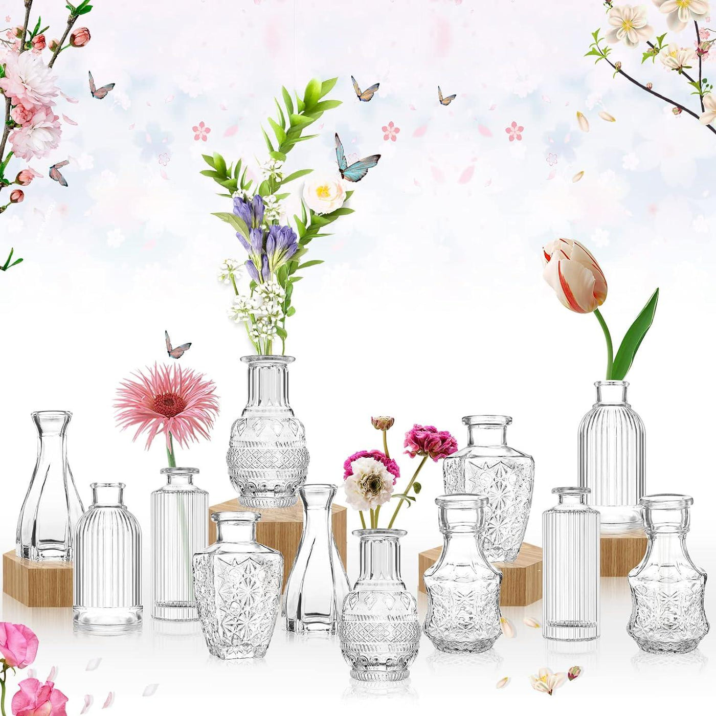 Vase for Flowers Set of 12 Vintage Glass Vases Small Bud Vase - Massive Discounts