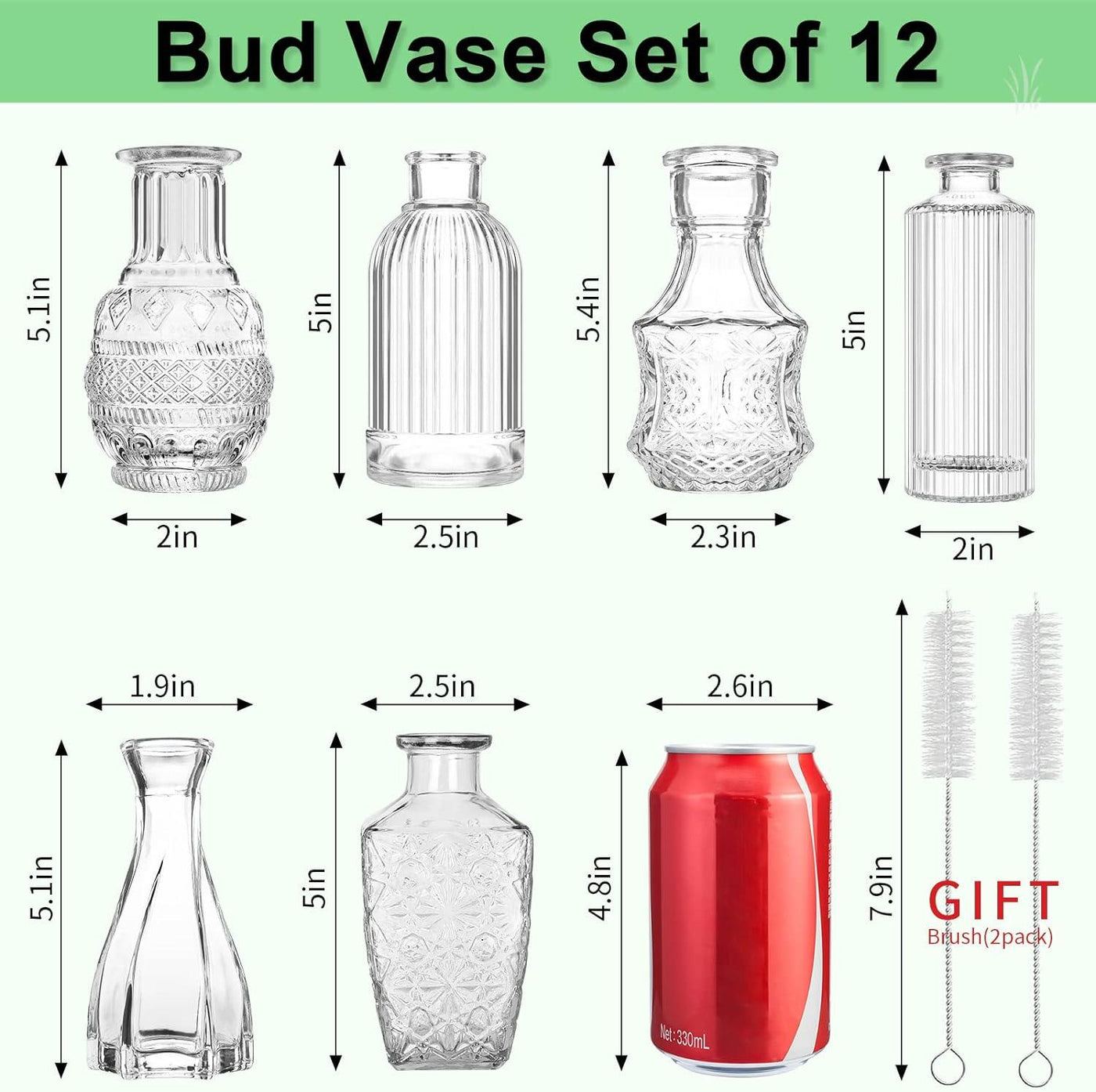 Vase for Flowers Set of 12 Vintage Glass Vases Small Bud Vase - Massive Discounts