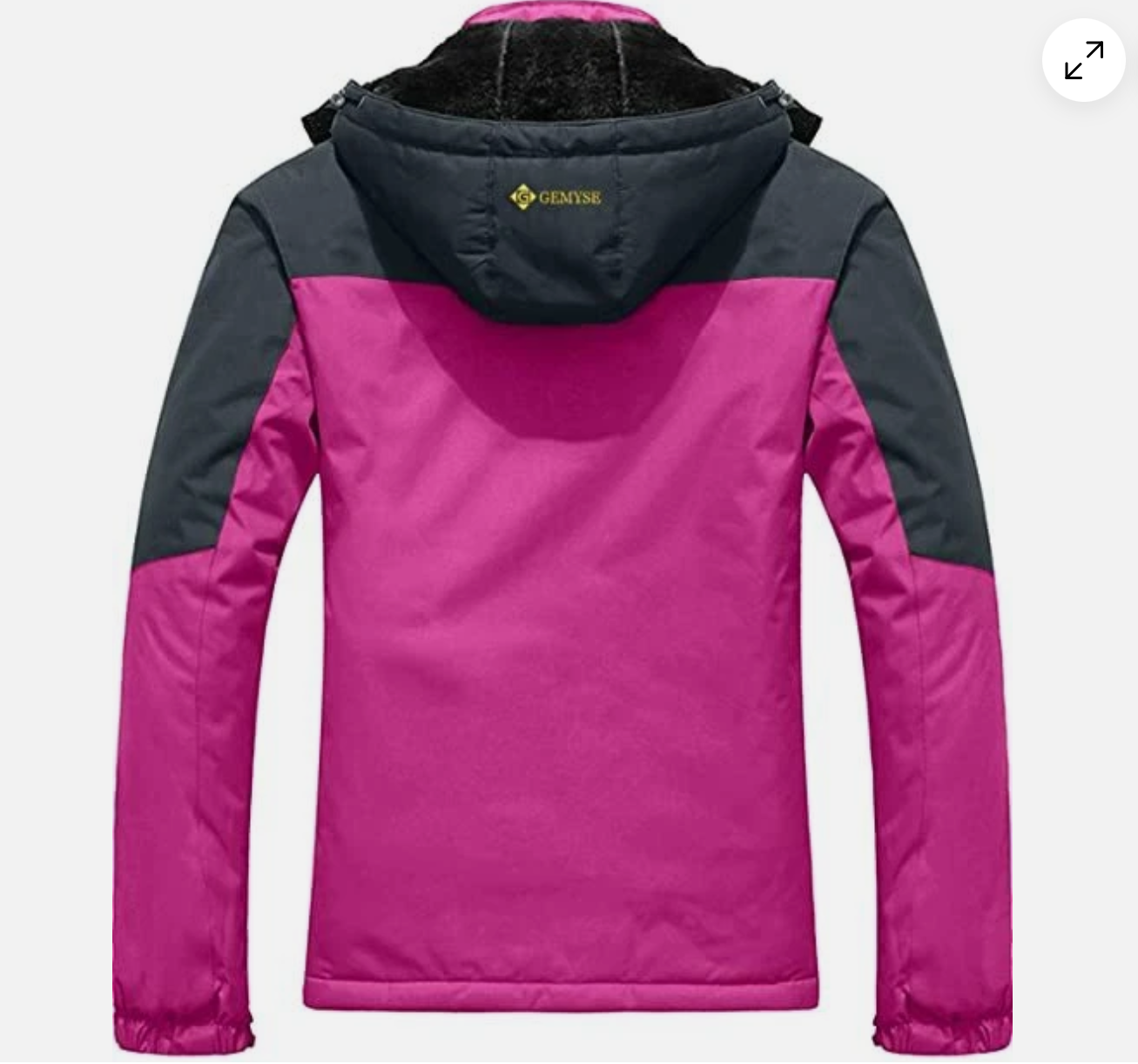 Pink and gray jacket with a brand logo on a white background