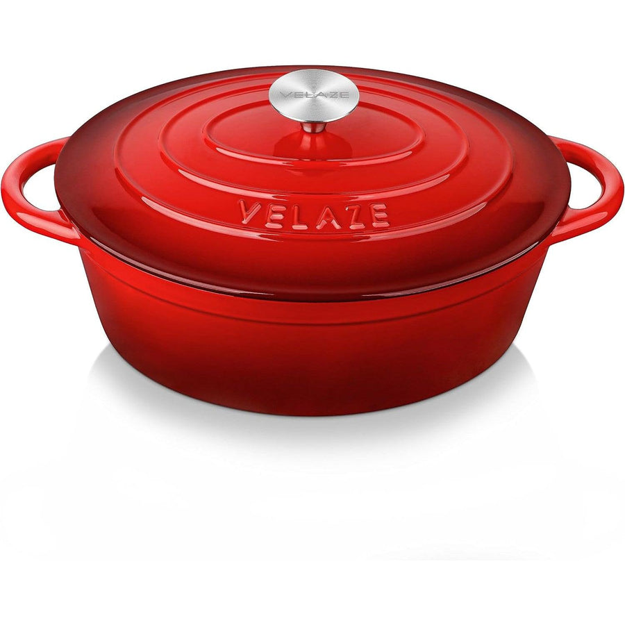 Velaze Enameled Cast Iron 5 Litre Non Stick Cooking Pot with Lid - Massive Discounts