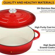 Velaze Enameled Cast Iron 5 Litre Non Stick Cooking Pot with Lid - Massive Discounts