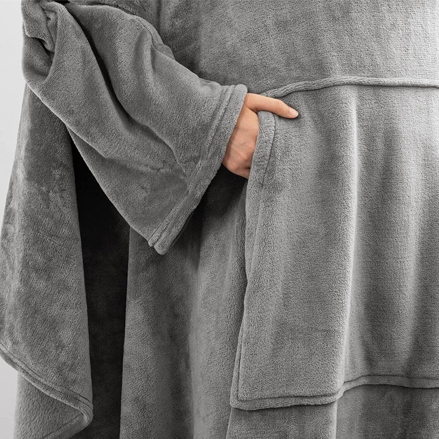Wearable Blanket with Sleeves Grey Fluffy Plush Slankets 170x200cm - Massive Discounts