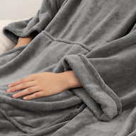 Wearable Blanket with Sleeves Grey Fluffy Plush Slankets 170x200cm - Massive Discounts