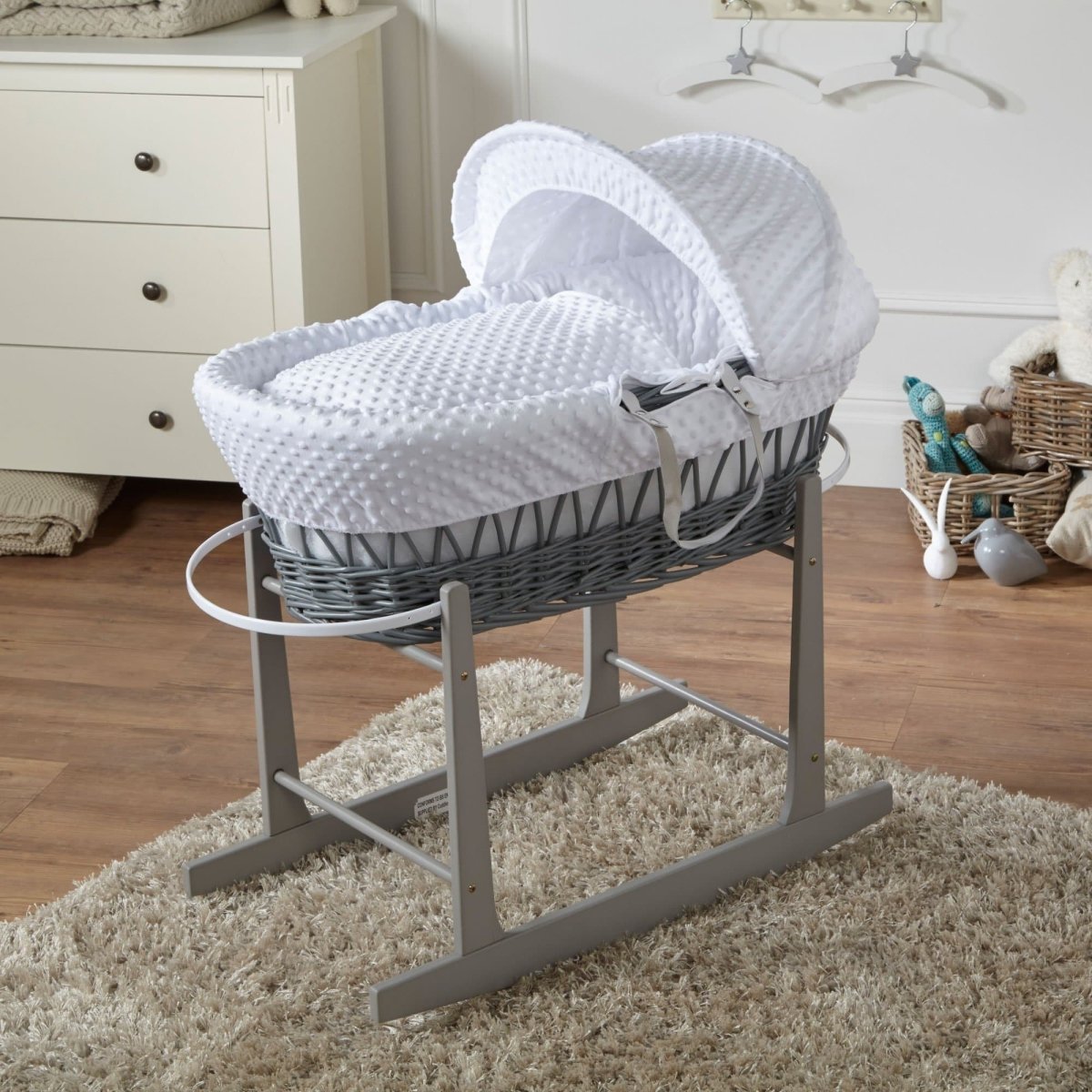 Moses Basket with Stand Baby Wicker Newborn Bed Mattress Set FYLO