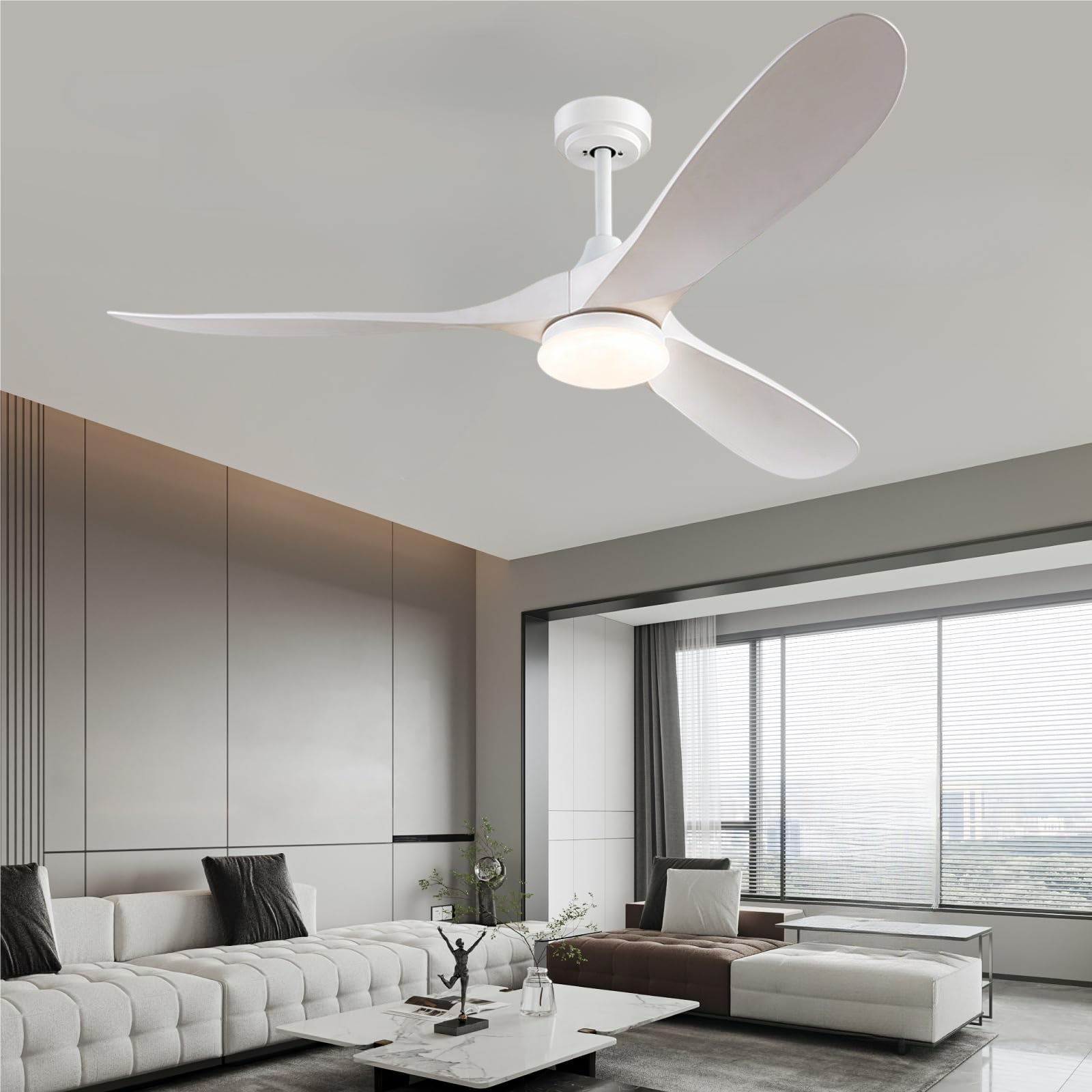 Ceiling Fan With Light 52 Inch LED Remote Dimmable ABS Blades 3000K-6500K