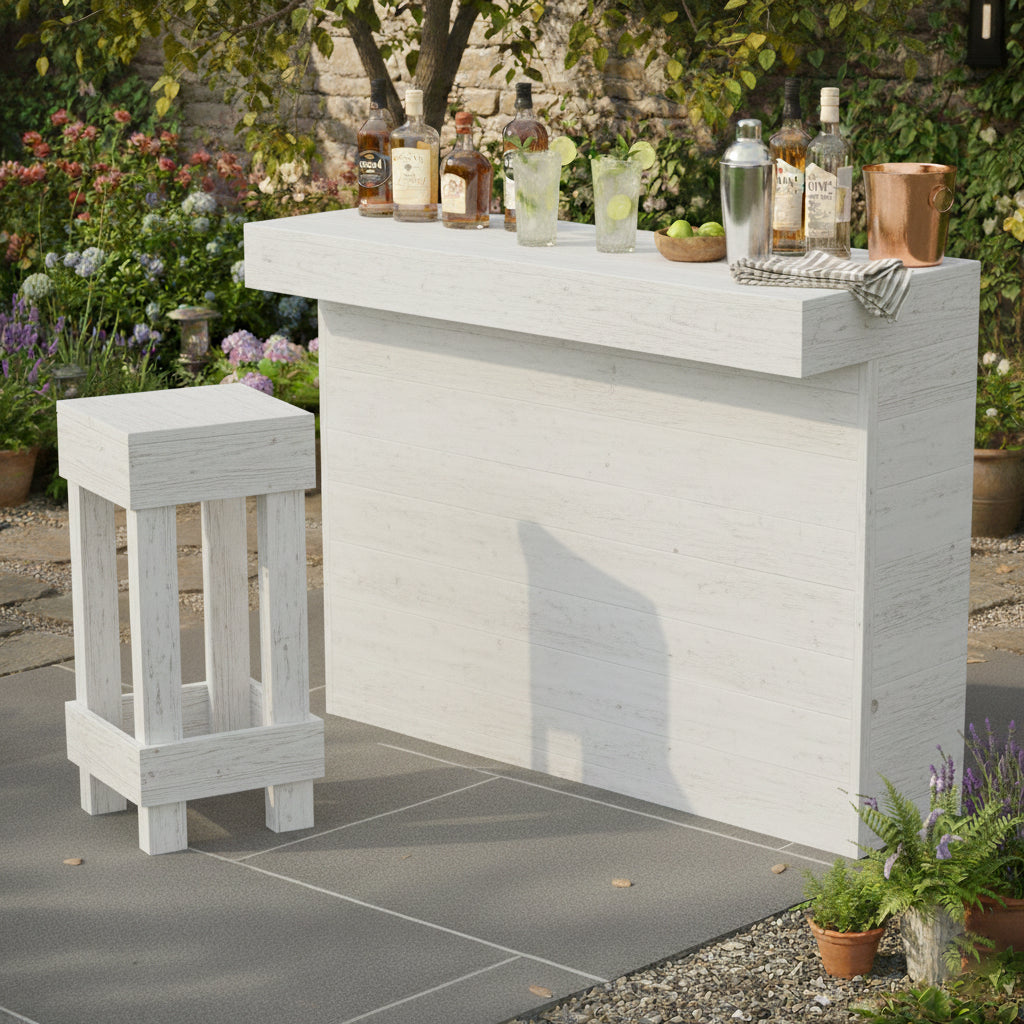 L Shape Wooden Garden Bar Rustic Outdoor Corner Bar Storage Bars at Home