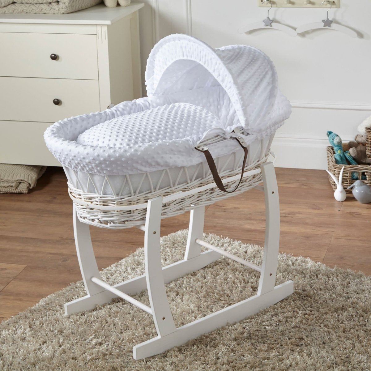 Moses Basket with Stand Baby Wicker Newborn Bed Mattress Set FYLO