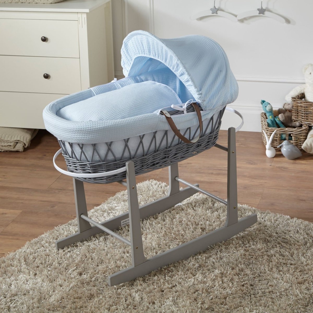 Moses Basket with Stand Baby Wicker Newborn Bed Mattress Set FYLO
