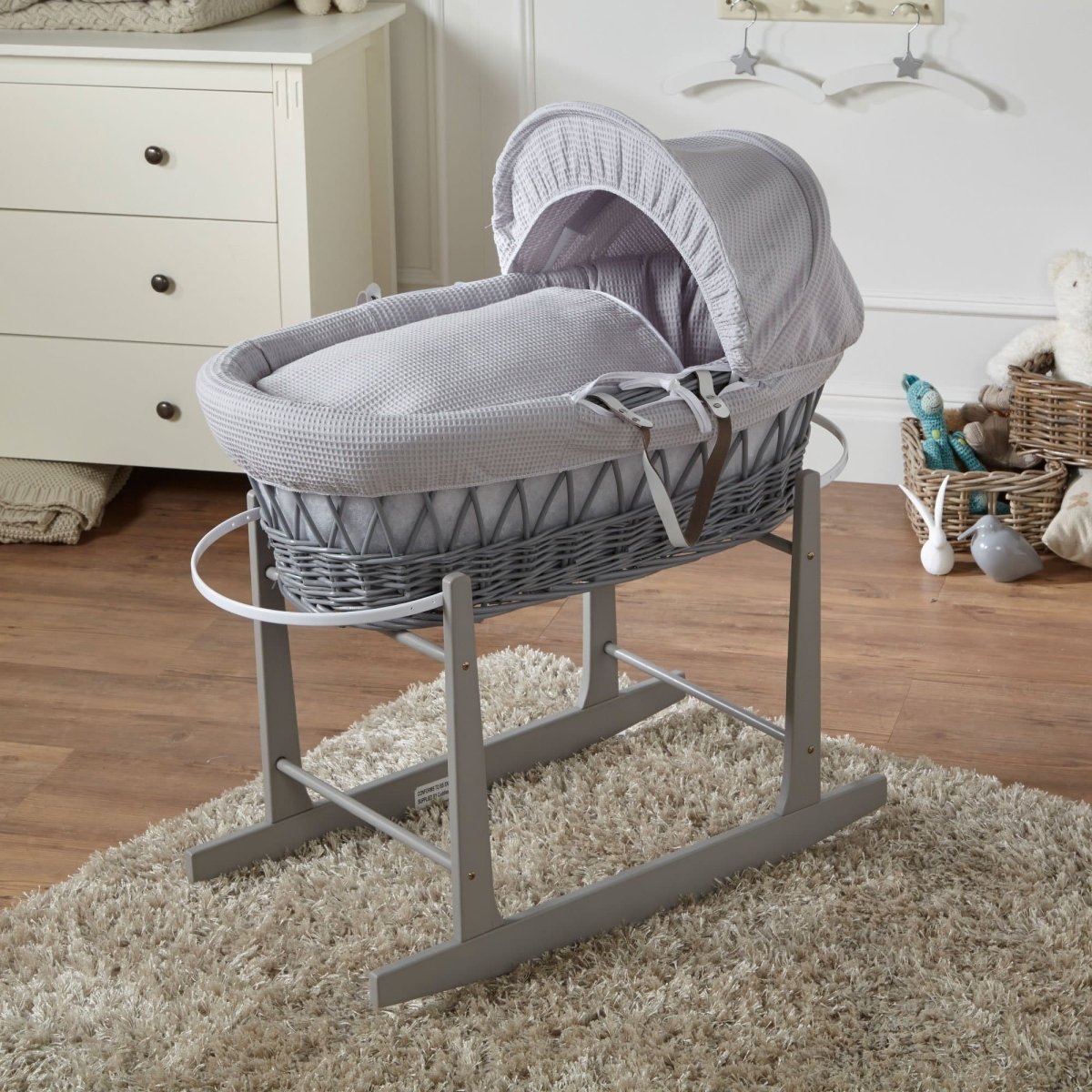 Moses Basket with Stand Baby Wicker Newborn Bed Mattress Set FYLO