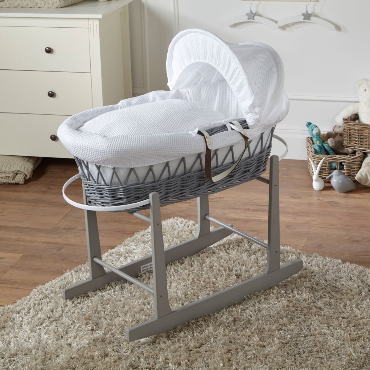 Moses Basket with Stand Baby Wicker Newborn Bed Mattress Set FYLO