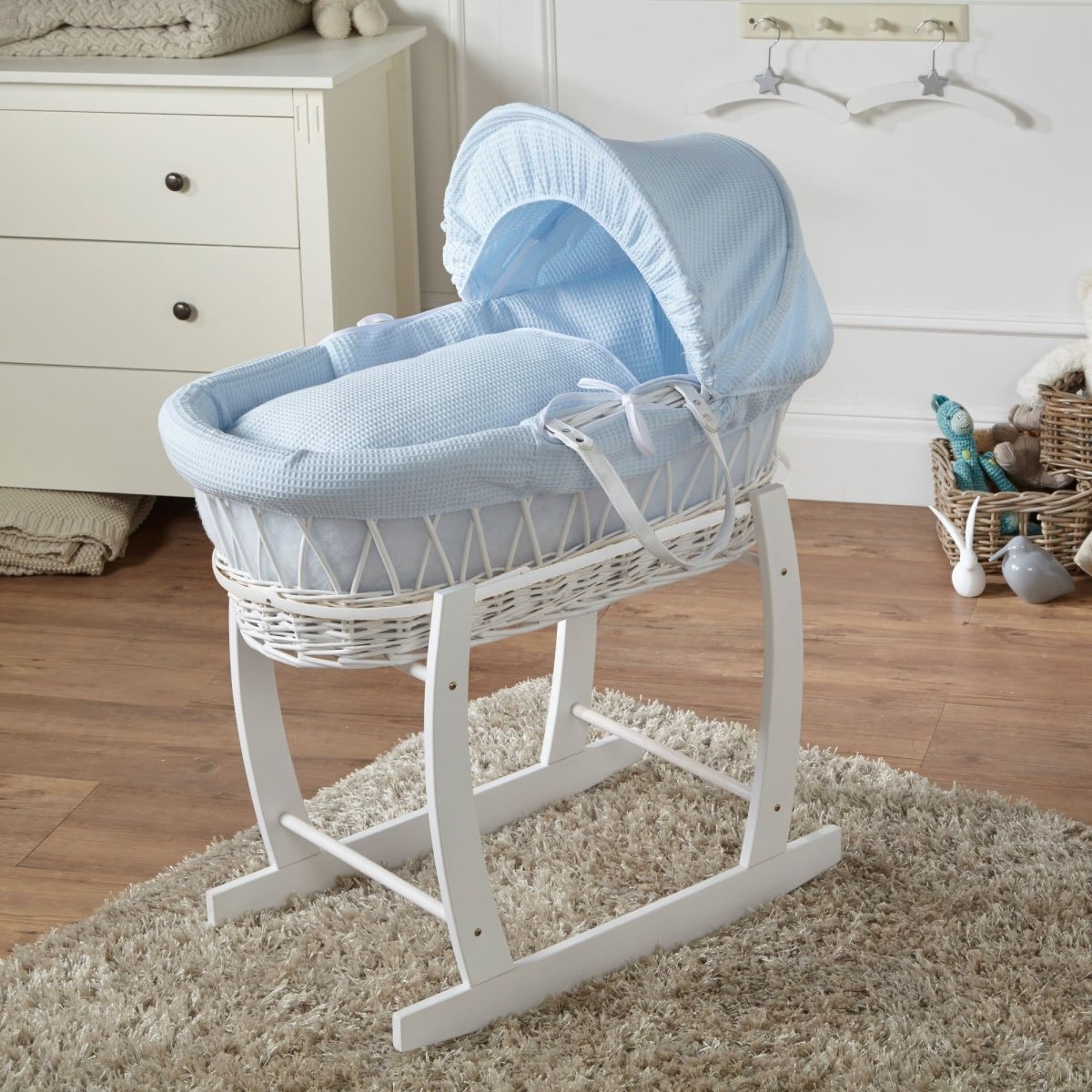 Moses Basket with Stand Baby Wicker Newborn Bed Mattress Set FYLO