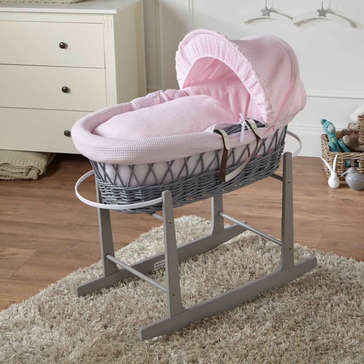 Moses Basket with Stand Baby Wicker Newborn Bed Mattress Set FYLO
