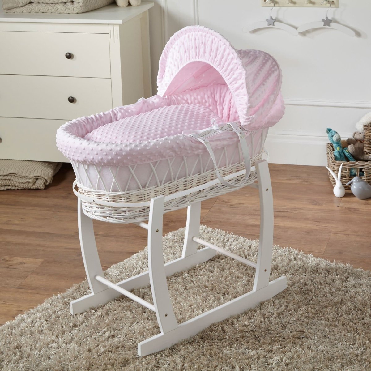 Moses Basket with Stand Baby Wicker Newborn Bed Mattress Set FYLO