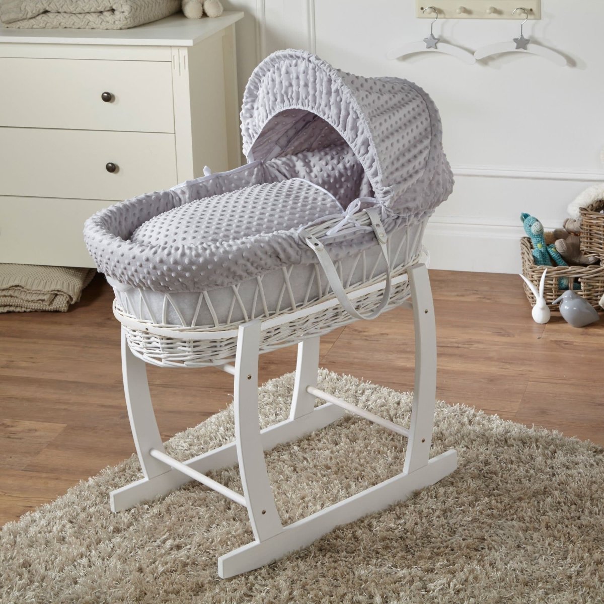 Moses Basket with Stand Baby Wicker Newborn Bed Mattress Set FYLO